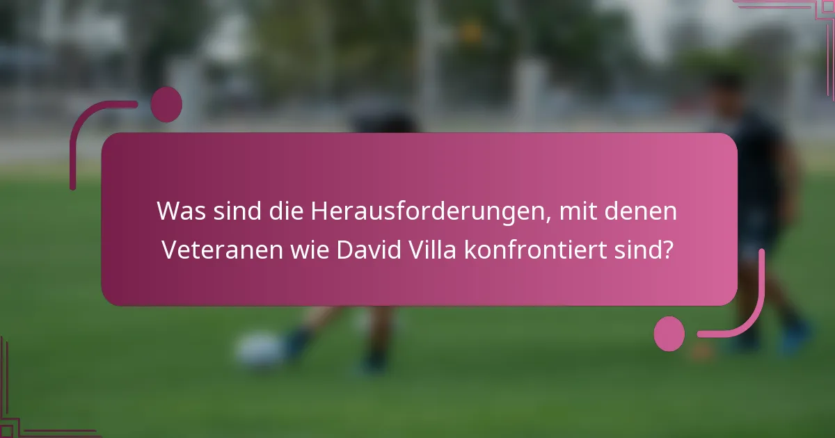 Was sind die Herausforderungen, mit denen Veteranen wie David Villa konfrontiert sind?