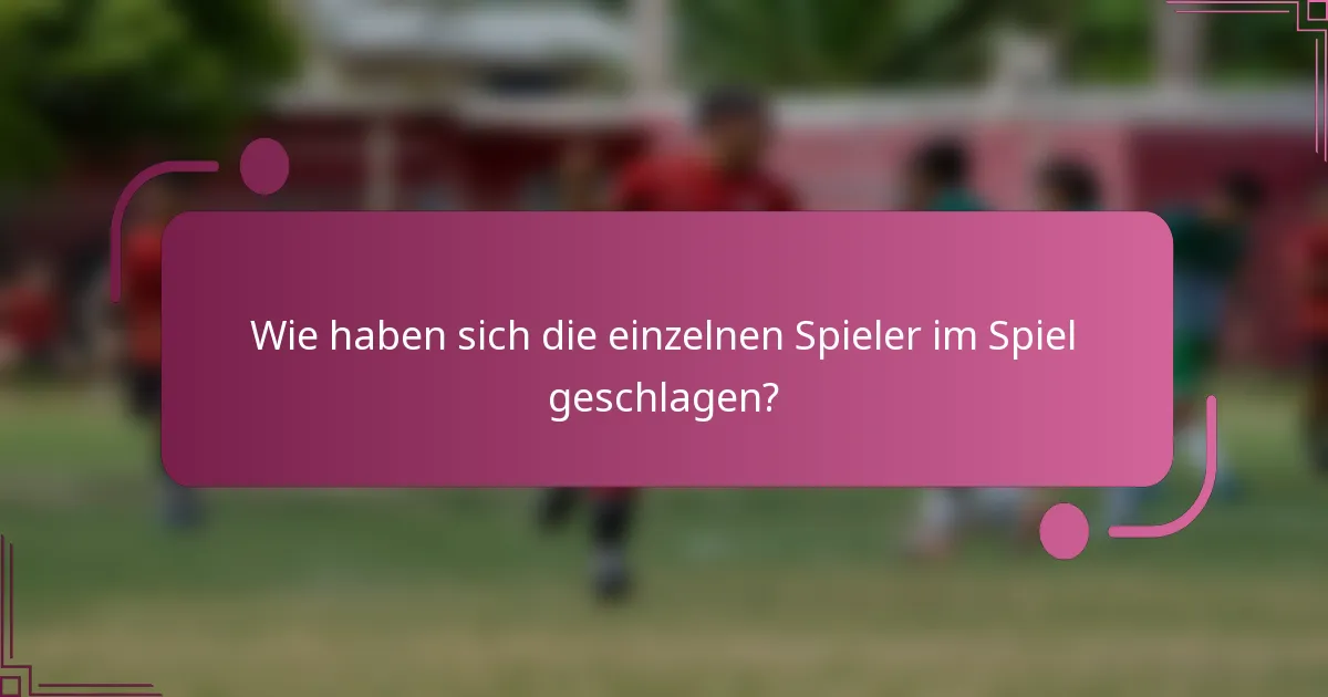 Wie haben sich die einzelnen Spieler im Spiel geschlagen?